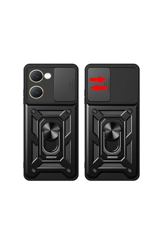 Storeşahin Vivo Y18 Kılıf Pars Lens Yüzüklü Silikon - Lacivert Shn0720