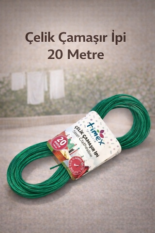 20 Metre Güçlü Çelik Çamaşır İpi - Paslanmaz, Kopmaz, Dayanıklı Kurutma İpi Diğer