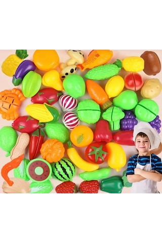 Meyve Sebze Kesilen Oyuncak Mutfak Karışık 24 Parça Kivi Havuç Li