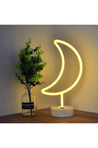 Ay Neon Led Lamba Dekoratif Gece Lambası Neon Işık Ev Ve Oda Aydınlatması 320-2 Sarı