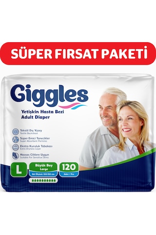 Giggles Yetişkin Bel Bağlamalı Hasta Bezi Large 4 x 30'Lu