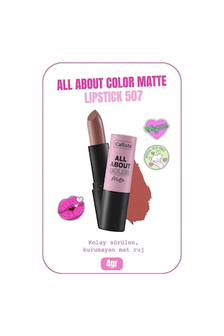 Callista All About Color Matte Lipstick Nemlendirici Mat Ruj - 507 Kiss Me More - Nude