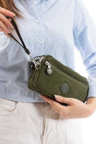 Nemo Bags Haki Unisex Cüzdan, 4 Gözlü, Telefonluk, Crinkle Kumaş, Çapraz Askılı Omuz Çantası, 20x12cm Haki