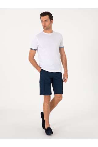 Cacharel Lacivert Comfort Fit %100 Pamuk Bermuda Şort