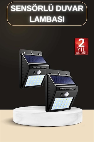 Bahçe - 367 - Aydınlatma Sensörlü Güneş Enerjili Duvar Lambası 40 - Csmo-tex - Led Işık