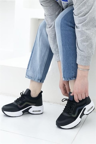 Konfores 1657 Anatomik Air Tabanlı Bayan Sneakers Ayakk Siyah Beyaz Siyah - Beyaz