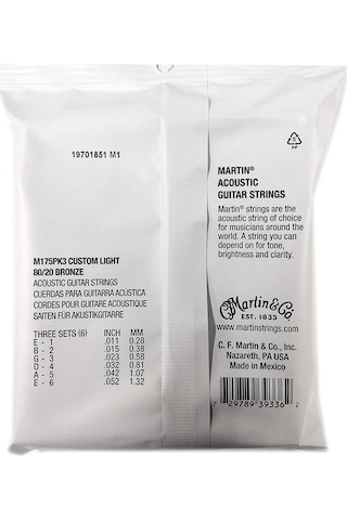 Martin M175Pk3-80/20 Bronze Custom Light 11-52 Akustik Gitar Tel