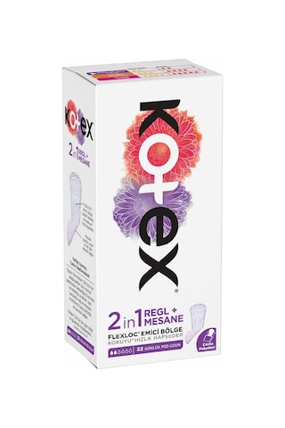 Kotex 2 in1 Regl Uzun Mesane Günlük Ped 22'li