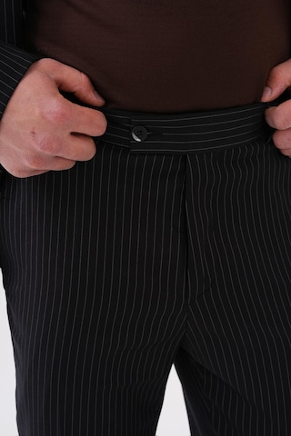 Dupont Classics Dupont Slim Fit Mono Yaka 6 Drop Çift Yırtmaç Çizgili 2'li Takım Elbise Siyah