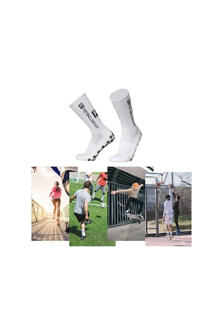 Tenfowee Profesyonel Futbol Çorapları, Silikon Sucker Anti Kayma, Yüksek Esneklik, Ter Soğurucu, Antrenman Ve Maç İçin Beyaz