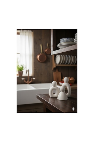 Dekoratif Soyut İnsan Figürlü Üçlü Aile Set