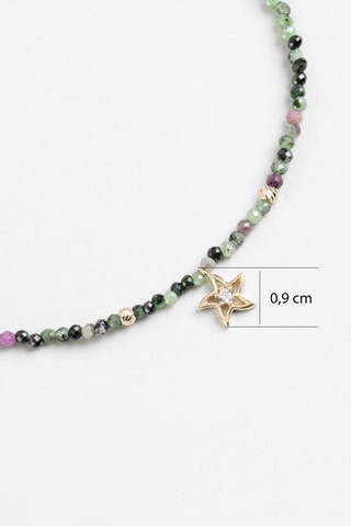 Deniz Yıldızı 14 Ayar Altın 19 Cm Turmalin Taşlı Bileklik