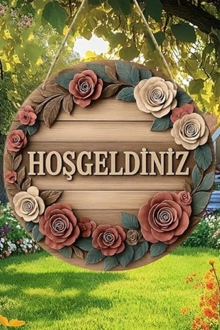 Hoş Geldiniz Çiçekli Mdf Kapı Süsü Askılı Silinebilir Dekoratif 33 Cm Ks013,beyaz 20 X Çok Renkli