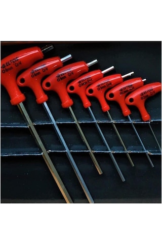 Eltos TAS007 T Tipi Düz Allen Anahtar Takımı Seti 7 Parça