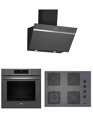 Siemens HU736AEN0T - EO7C8PP300 - LC66KPJ70T Gri Ankastre Set
