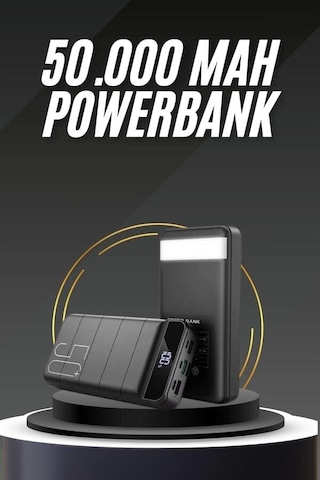 Northcity 50.000 Mah Led Dijital Göstergeli 4 Usb Çıkışlı Powerbank - Hızlı Şarj Ve Işık Fonksiyonu Açık Gri