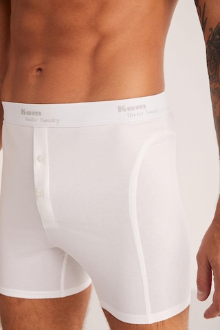 Kom Long Şort Erkek 2li Boxer Beyaz Çok Renkli