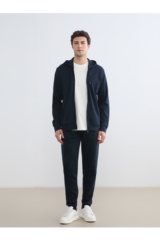 Lcwaıkıkı Basic Lacivert Kapüşonlu Erkek Fermuarlı Sweatshirt