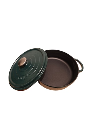 Sürel 28 Cm Yuvarlak Sığ Tencere Saten Yeşil Çok Renkli