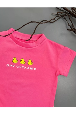 Leo İs Baskılı Çocuk Oversize Tişört 244701669 Pembe