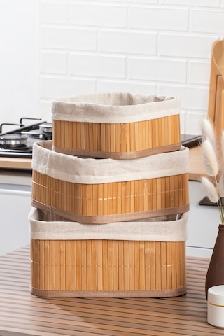 Posima 2083 Kare 3lü Pinterest Sepet Bambu Sepet Seti Dekoratif Banyo Mutfak Düzenleyici Organizeri Diğer