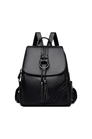 Lichen Püskül Kadın Sırt Çantaları Tasarımcı Yüksek Kaliteli Siyah