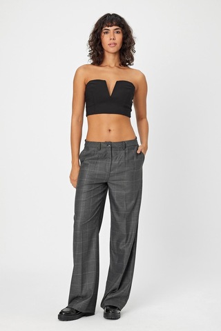 Alexander Gardi Alexandergardi Wide Leg Bol Paça Kareli Çift Cepli Klasik Kadın Pantolon B24-0001 001
