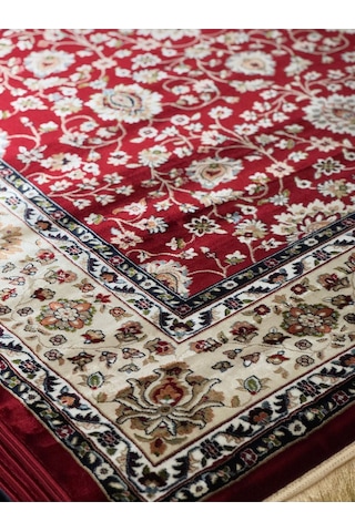 Asaryün Halı Ipek H5500 Bordo İpeksi Geleneksel Renkli Göbekli Klasik Desen Salon Halısı Modern Renkli