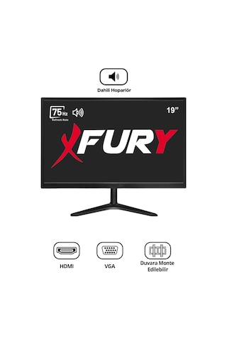 Fury 19" Geniş Ekran 75 Hz 5ms Dahili Hoparlör Vga,hdmı,ses Sesli Led Monitör