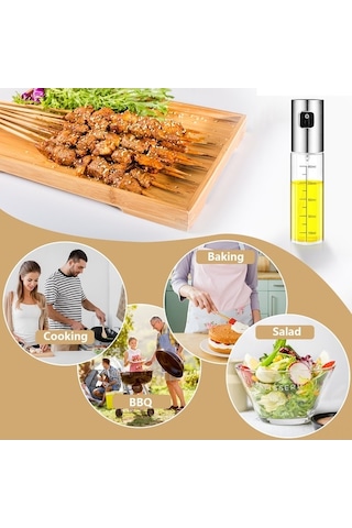 Besthome1 2'li 100ml Cam Yağ Spreyi: Paslanmaz Çelik, Salata & Barbekü Çok Renkli