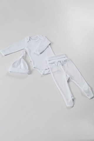 Tinylamb Snow Star Organik Yenidoğan Bebek Seti - 3 Parça Beyaz