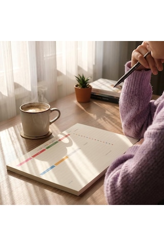 Tarihsiz A4 Haftalık Masa Planlayıcı 80 Yaprak 110gr. Ivory Minimal Tasarım Ofis & Ev İçin Haftalık Tak Çok Renkli