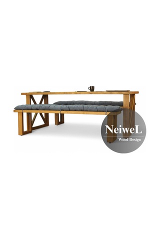 Neiwel Niel Doğal Ahşap Banklı Toplantı Masasıı x 120 x 220 Açık Ceviz