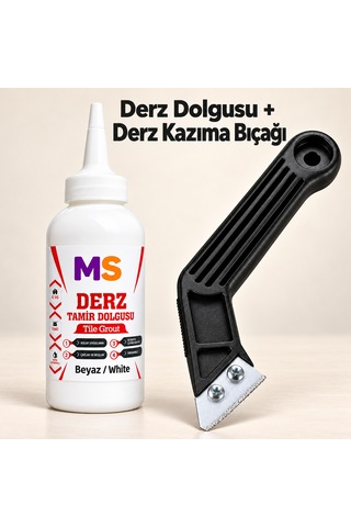 Beyaz Hazır Derz Arası Tamir Dolgusu 220 Gr + Derz Kazıyıcı Fayans Seramik Yenileyici Yenileme