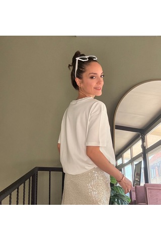 Ali Butik Ekru White Fox Baskılı Tişört
