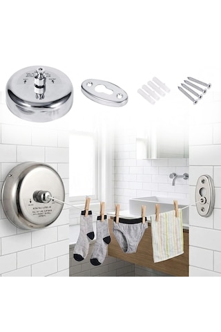 Paslanmaz Çelik Geri Çekilebilir Çamaşır İpi Duvar Tipi Duvara Monte Banyo,balkon,bahçe Çamaşır Kurutma As Çok Renkli