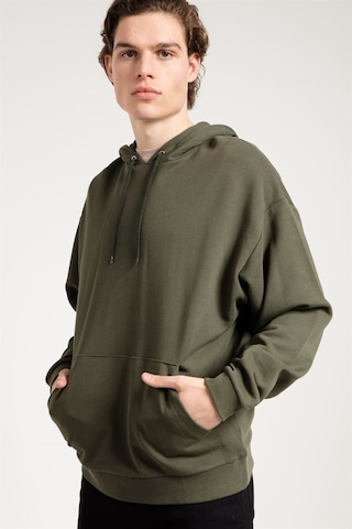 Jahr Marc Haki Oversized Önü Cepli Kapüşonlu Erkek Sweatshirt Haki