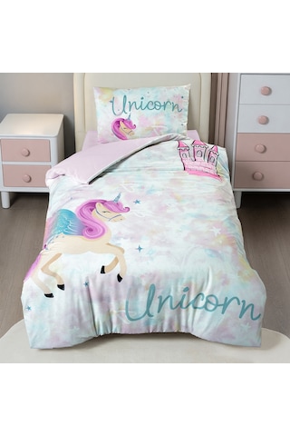 Unicornland Tek Kişilik %100 Pamuk Ranforce Nevresim Takımı Lila 3 Parça