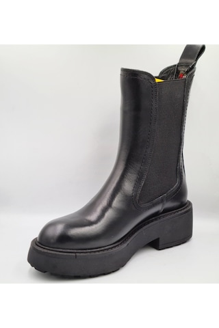 Greyder 59311 5k Siyah Hakiki Deri Lastikli Kadın Urban Chelsea Bot Siyah