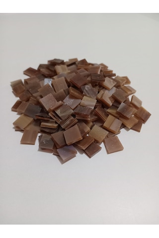 Kahve Kare Vitray Cam Mozaik Taşı - Sanatsal Mozaik Çalışmalarınız İçin Yaklaşık 10 X 10 Mm