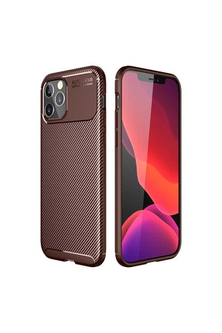 Apple Uyumlu iPhone 12 Pro Max Kılıf Zore Negro Silikon Kapak Kahverengi