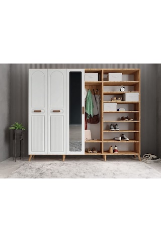 Letto Membran 6 Kapaklı Portmanto Montaj Dahil Çam Beyaz 210 Cm