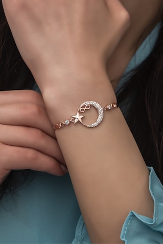 Nereze 925 Ayar Gümüş Rose Ayyıldız Sonsuzluk Bileklik