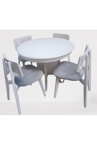 Masa Kutu Sandalye Zia Takım Model 90405 Kayın Parlak Beyaz Lake El Yapımı
