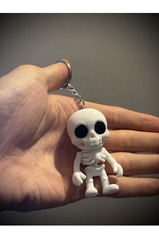 Sevimli Flexi İskelet Anahtarlık Ve Dikiz Aynası Süsü- Tatlı Eklemli Mini Kafatası İskelet