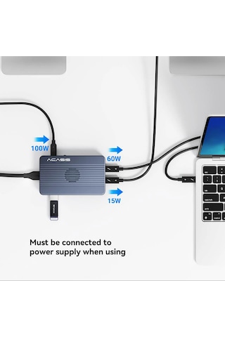 Acasis Tbu405pro Max 6 İn 1 - 2 Adet 8tb M.2 Ssd Takılabilen, 2x 40gbps Thunderbolt 4, Hdmı, Usb 3.2, Pd 100w, Raıd Özellikli, Fanlı Disk Kutusu Ac-tbu405pro-max