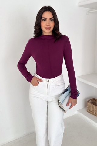 Noa & Noa Kadın Dikiş Detaylı Fit Bluz White Line Mor