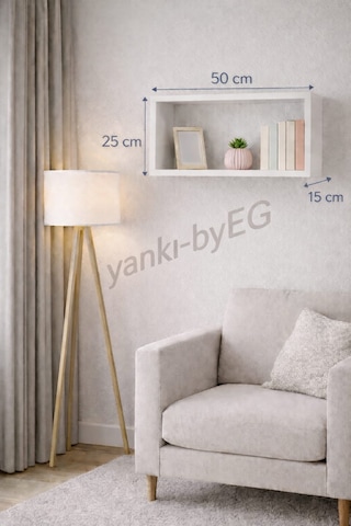 50 15 Cm 2li Mat Beyaz Lake Mdf Gizli Bağlantı Duvar Rafı Beyaz