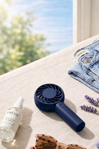 Jasper Sr-0034 Lacivert Taşınabilir Standlı Serinletici Fan 3 Hız Ayarlı , Typ-c Şarjlı Fan Masaüstü Fan Vantilatör 2w-5