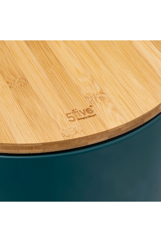 5five Çöp Kovaları Simply Smart Bambou 30 Lt Metal Petrol Mavisi Koyu Mavi